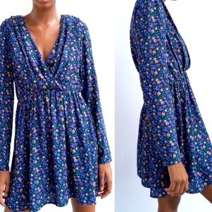 ZARA Printed Shoulder Pad Dress size M